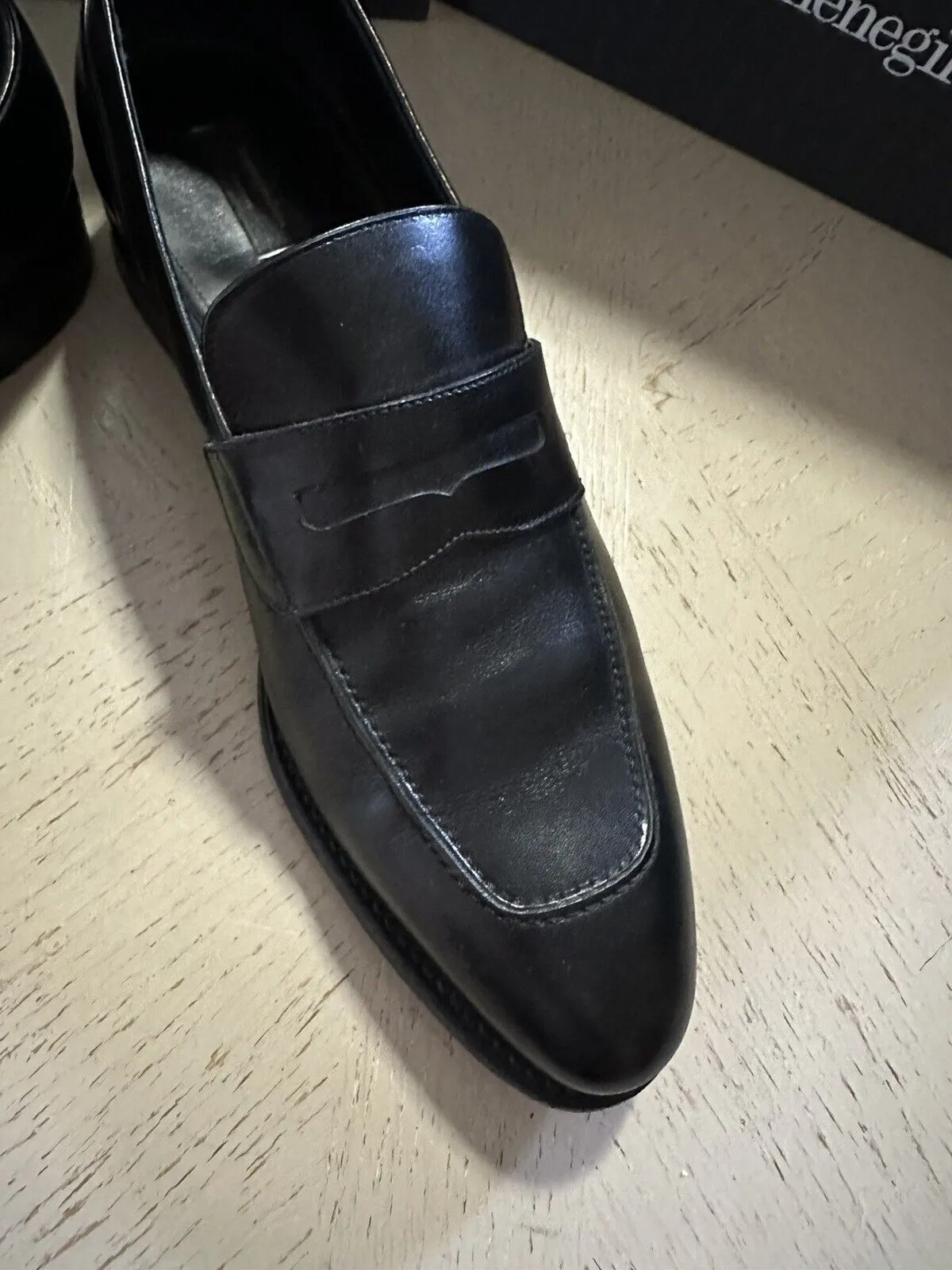 $1395 Ermenegildo Zegna Couture Leather Loafers Shoes Black 10 US/43 Eu Italy