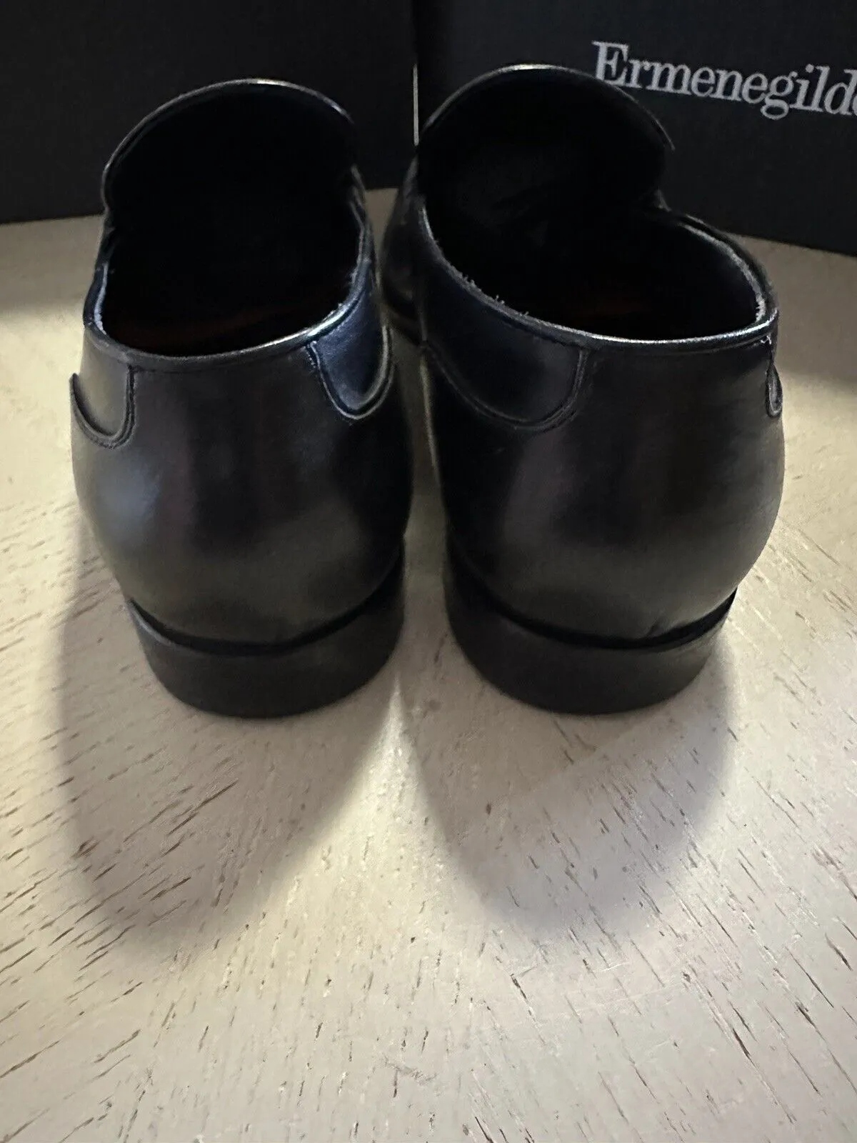 $1395 Ermenegildo Zegna Couture Leather Loafers Shoes Black 10 US/43 Eu Italy