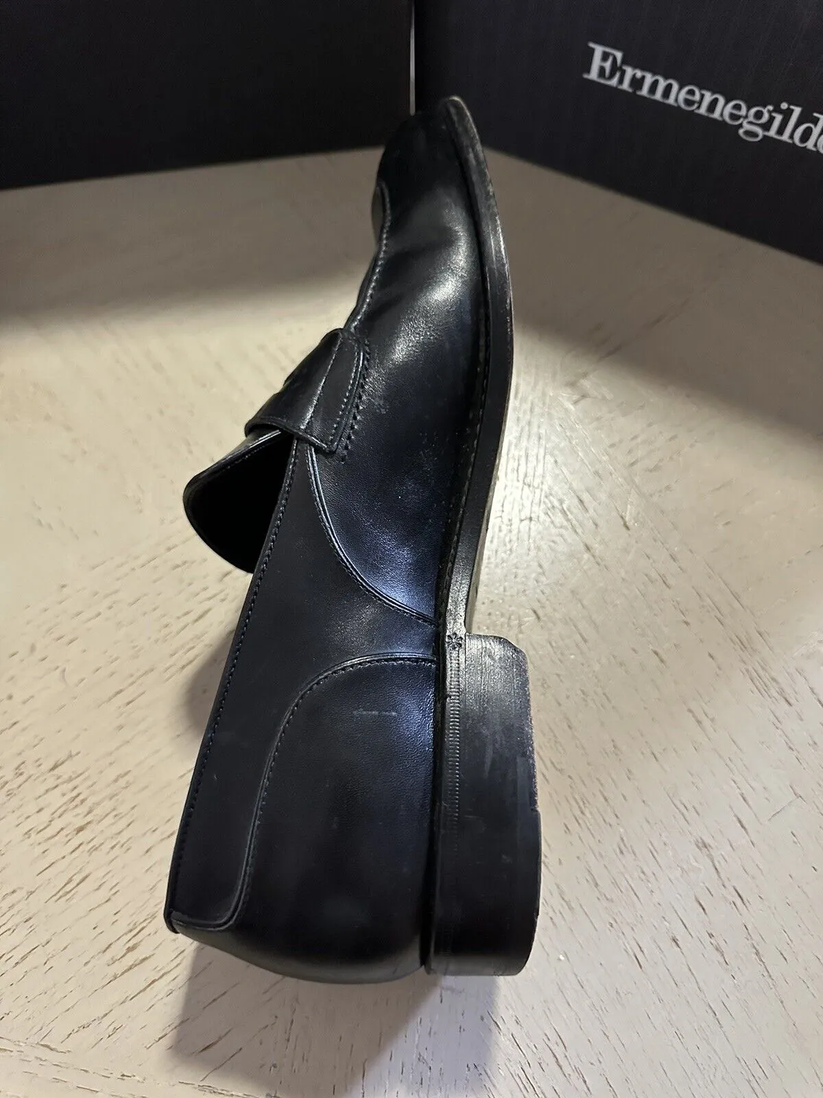 $1395 Ermenegildo Zegna Couture Leather Loafers Shoes Black 10 US/43 Eu Italy