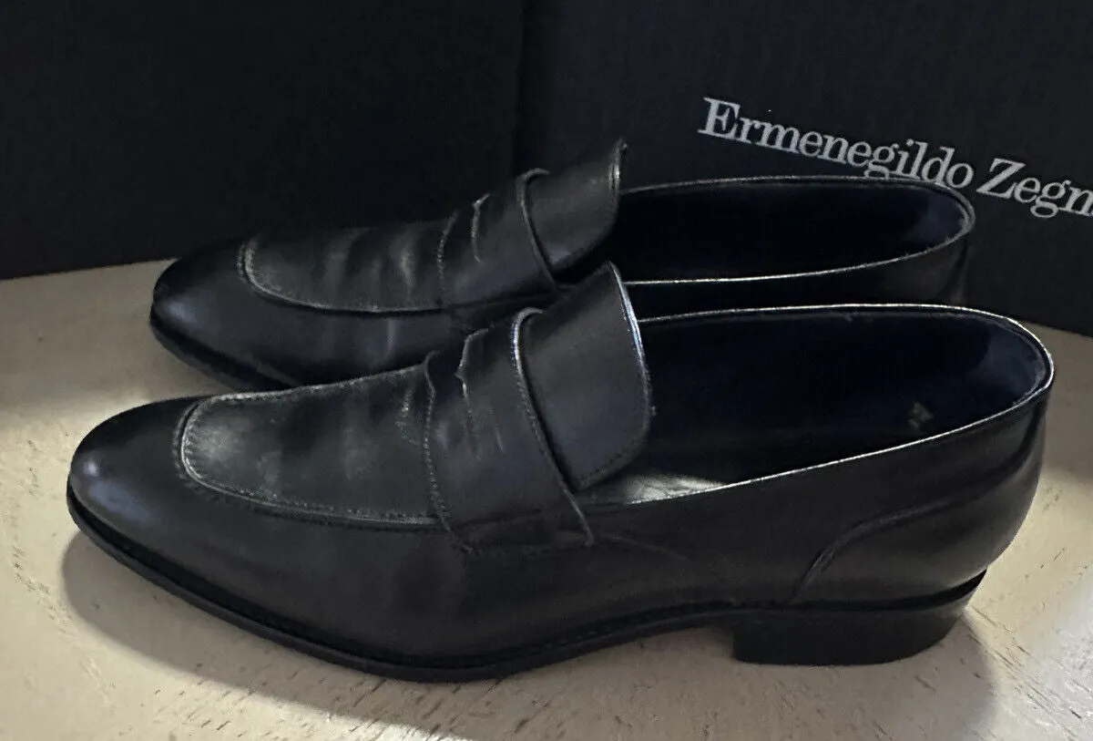 $1395 Ermenegildo Zegna Couture Leather Loafers Shoes Black 10 US/43 Eu Italy
