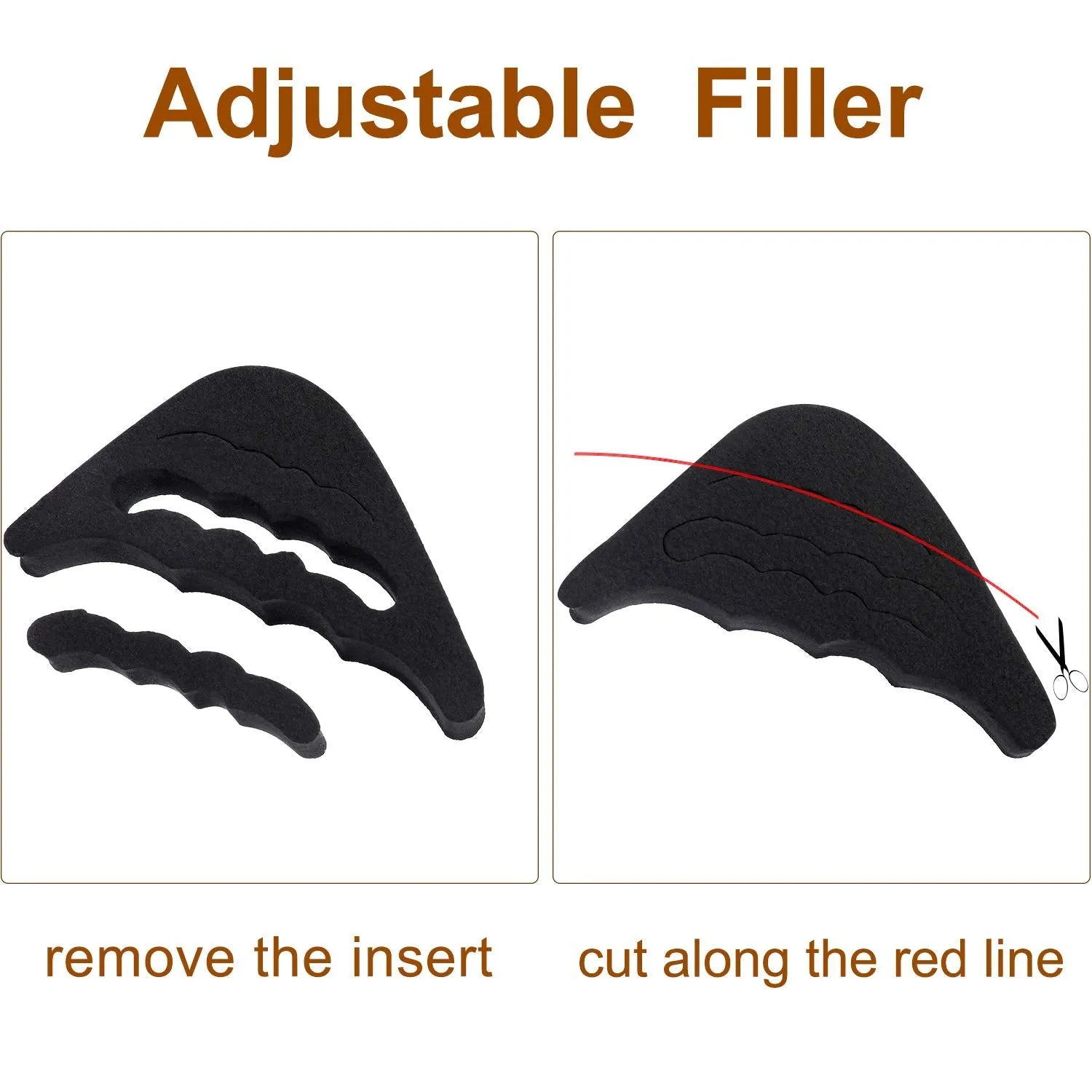 6 Pairs Toe Filler Inserts Adjustable Shoe Filler Heel Grip Liner Insert for Improving Shoe Fit Heel Protection Prevent Blister Unisex