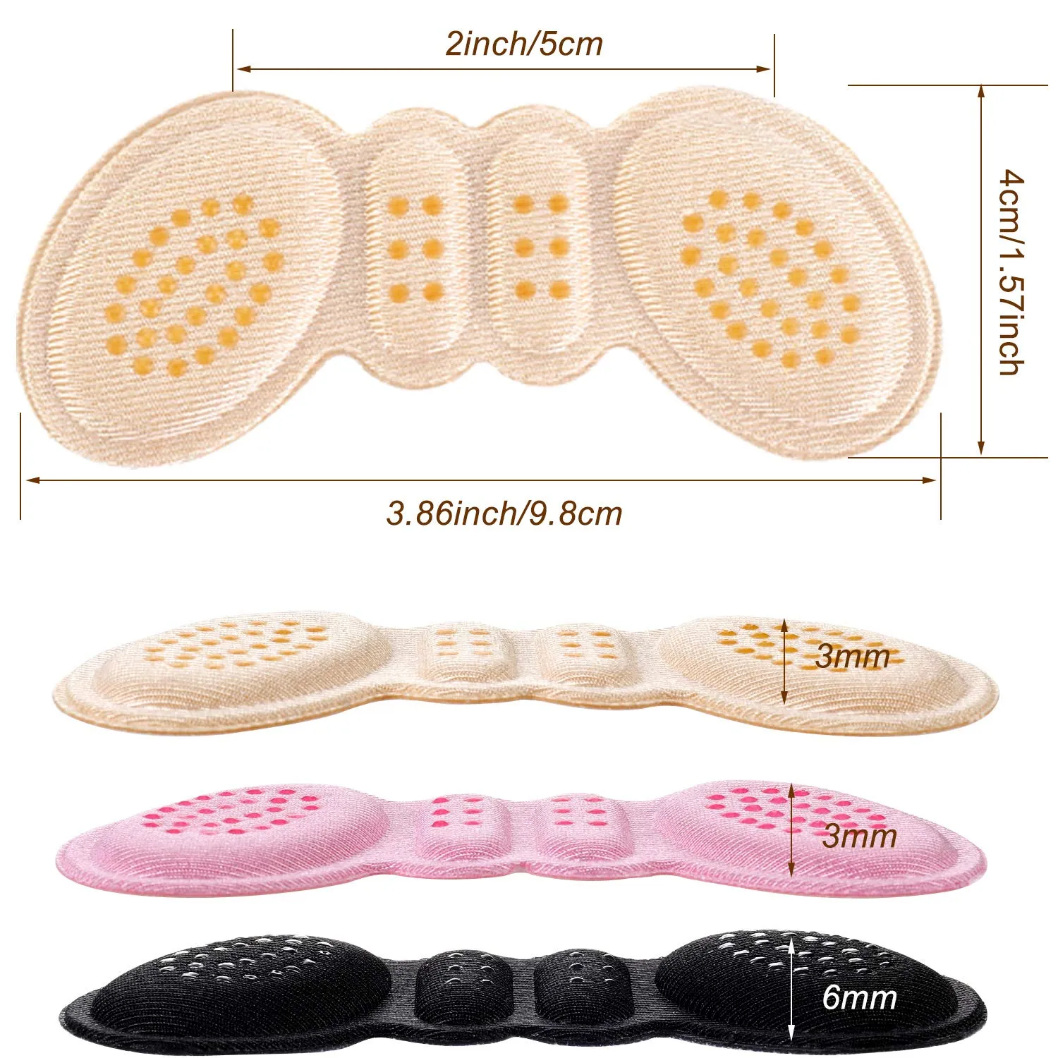 6 Pairs Toe Filler Inserts Adjustable Shoe Filler Heel Grip Liner Insert for Improving Shoe Fit Heel Protection Prevent Blister Unisex