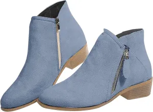 Ankle Boots for Women Wide Ankle Booties for Women Dress Ankle Boots for Women Womens Bootie with Heel Comfy Soft Cover Heel Square Toe Slip On Side Zipper