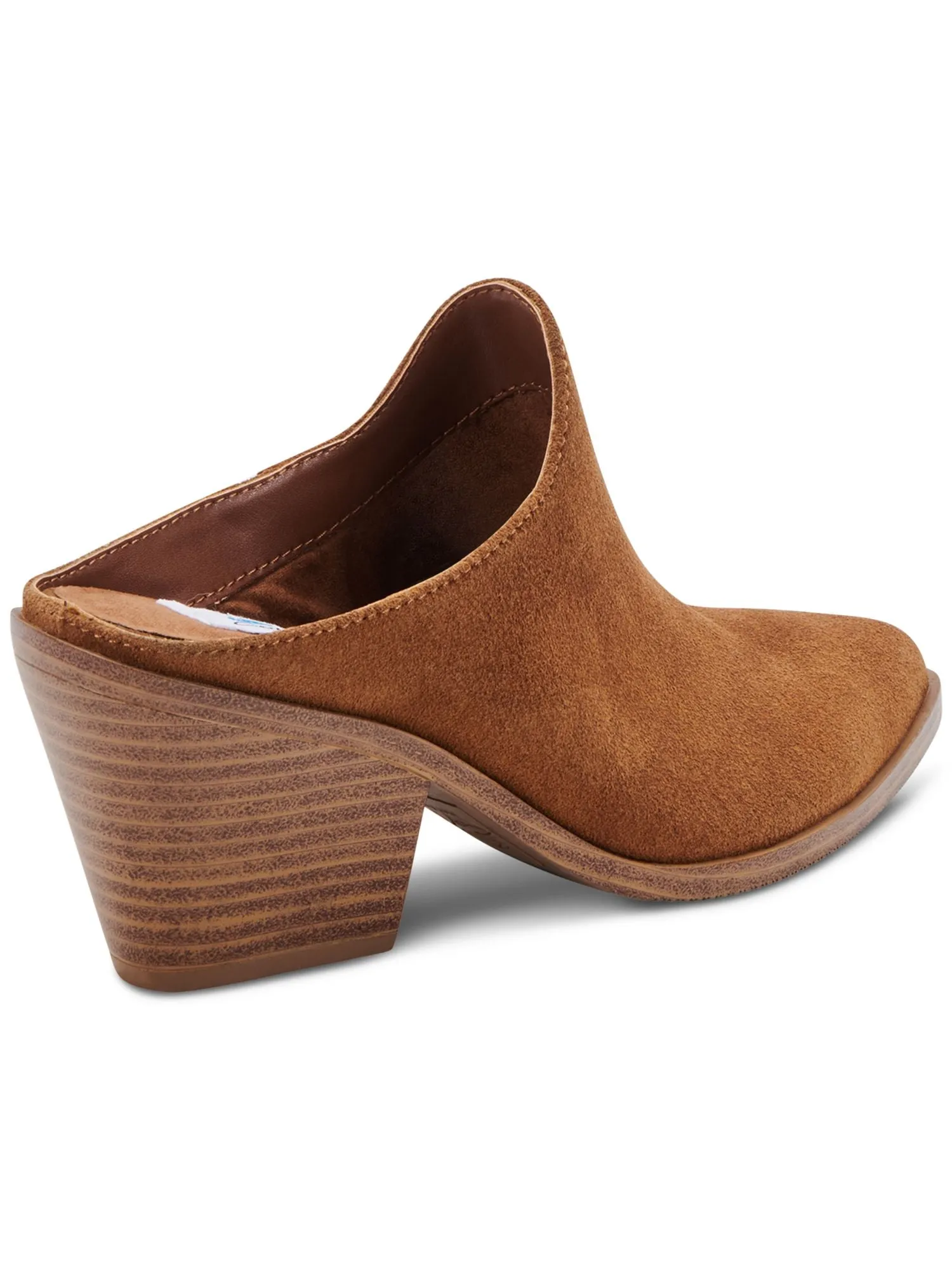 AQUA COLLEGE Womens Brown Waterproof Nia Pointed Toe Block Heel Slip On Leather Heeled Mules Shoes M