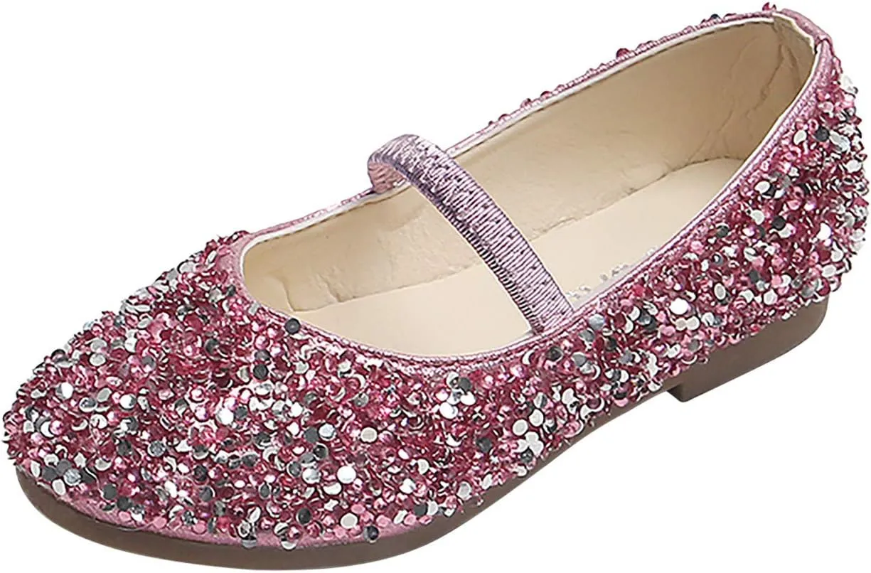Baby Girl Shoes,1-12 Years Children Princess Girls Dance Leather Shoes Sequined Soft Bottom Baby Shoes Black Boots