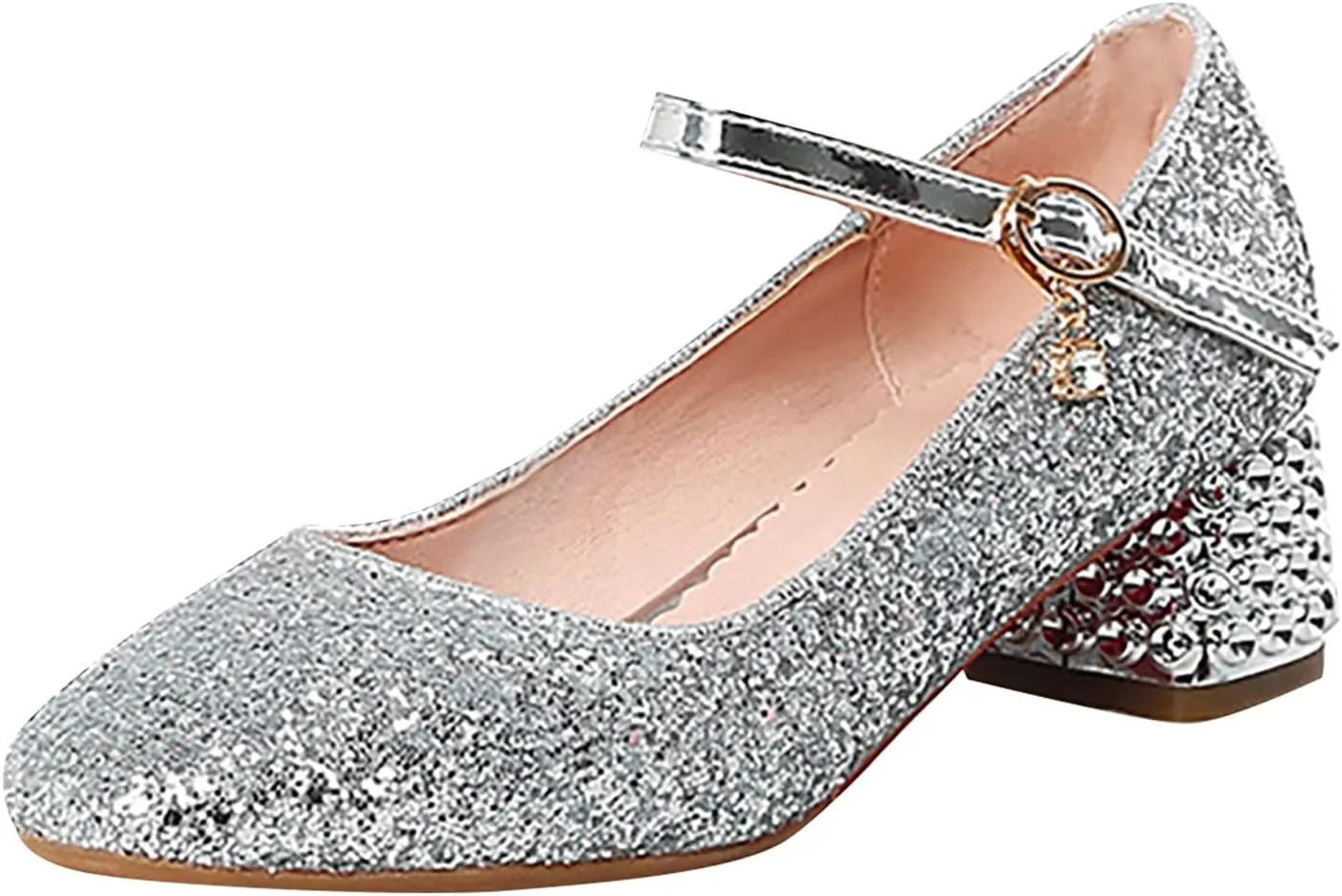 Baby Girls Shoes High Heel Toddler Kids Dress Shoes Sparkle Mary Jane Flower Girls Wedding Birthday Party Prom