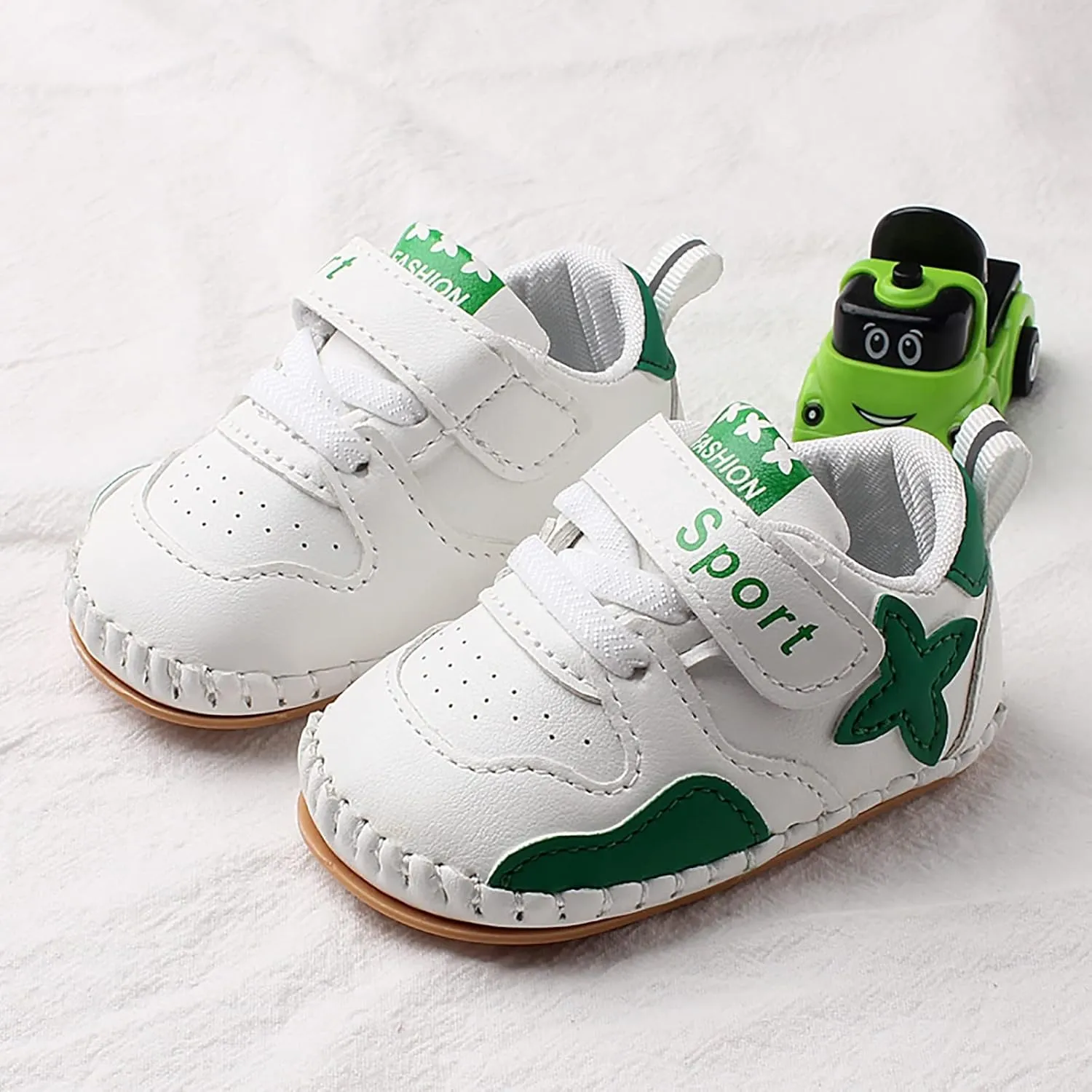 Baby PU Leather Hard Bottom Walking Sneakers Infant Toddler Rubber Sole First Walkers Cartoon Slippers Crib Shoes