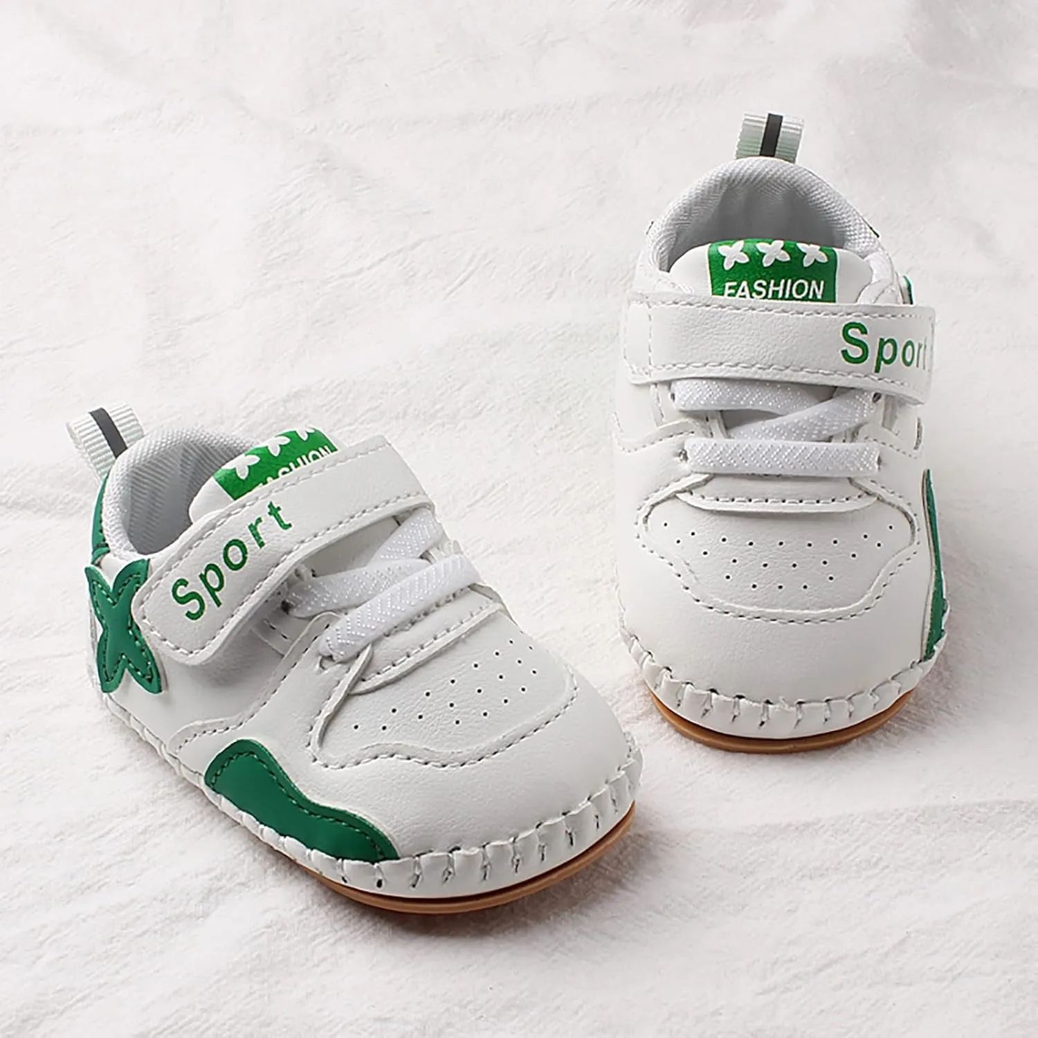 Baby PU Leather Hard Bottom Walking Sneakers Infant Toddler Rubber Sole First Walkers Cartoon Slippers Crib Shoes