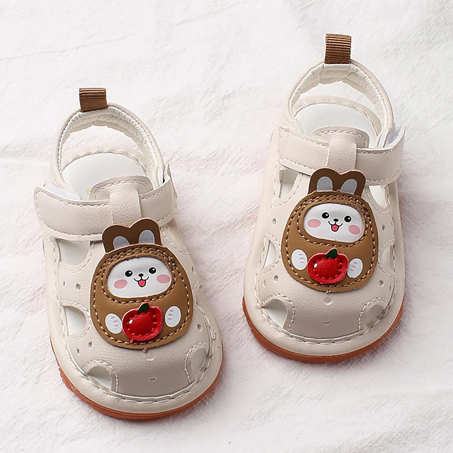 Baby PU Leather Shoes Infant Girls Boys Anti-Slip First Walkers Softy Rubber Sole Open-Toe Outdoor Sandals Shoes