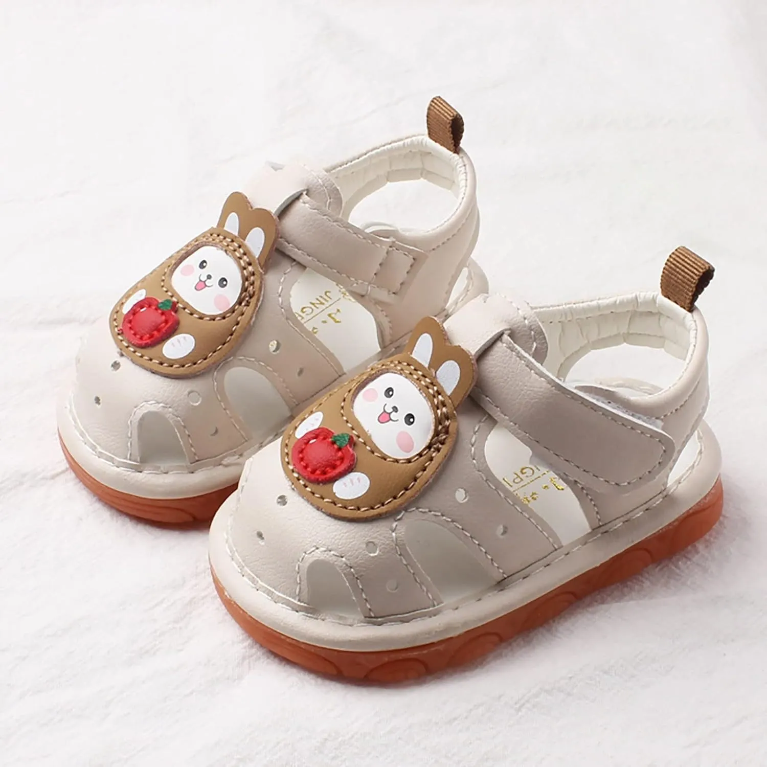Baby PU Leather Shoes Infant Girls Boys Anti-Slip First Walkers Softy Rubber Sole Open-Toe Outdoor Sandals Shoes