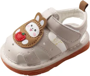 Baby PU Leather Shoes Infant Girls Boys Anti-Slip First Walkers Softy Rubber Sole Open-Toe Outdoor Sandals Shoes