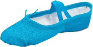 Ballet Glitter Shoes Split-Sole for Girls Toddler Dance Slippers with Elastic Laces for Toddler Ballet Flat