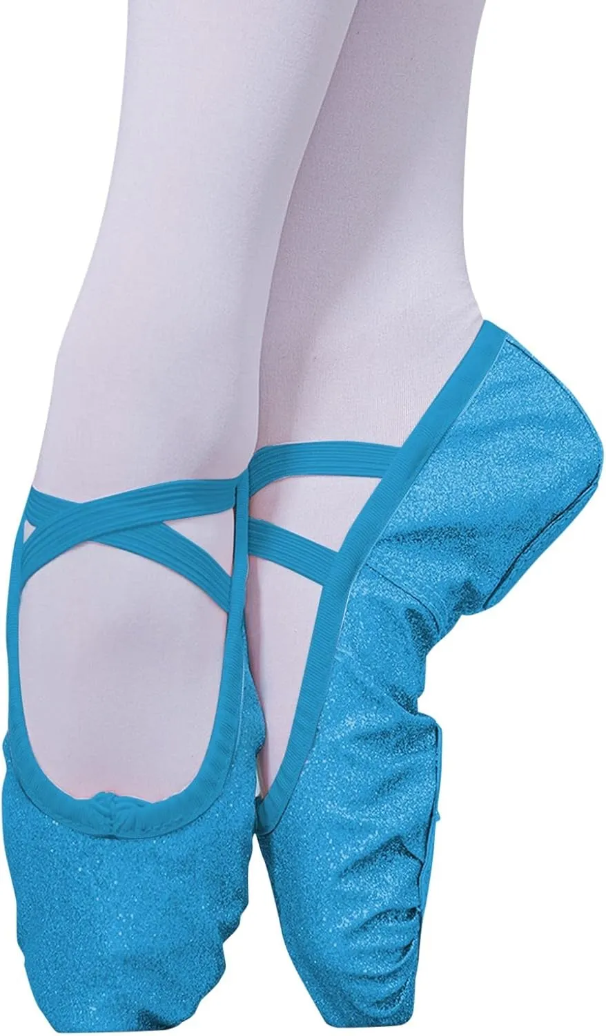 Ballet Glitter Shoes Split-Sole for Girls Toddler Dance Slippers with Elastic Laces for Toddler Ballet Flat