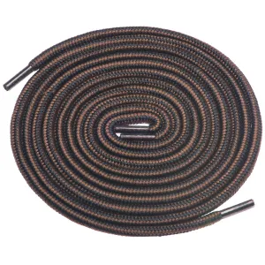 Birch 1/5" Thick Tough and Heavy Duty Round Boot Shoelaces for Boots and Hiking Shoes. 45"(115cm)-S Black/Brown
