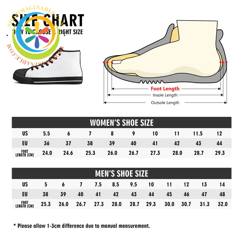Black & White Skeletons Ladies High Top Canvas Shoes