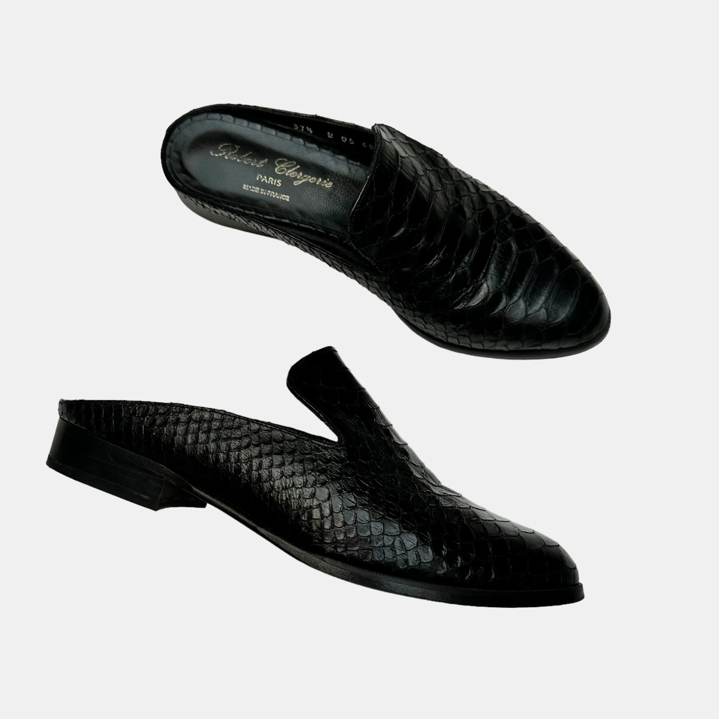 Black Leather Mules - 7.5