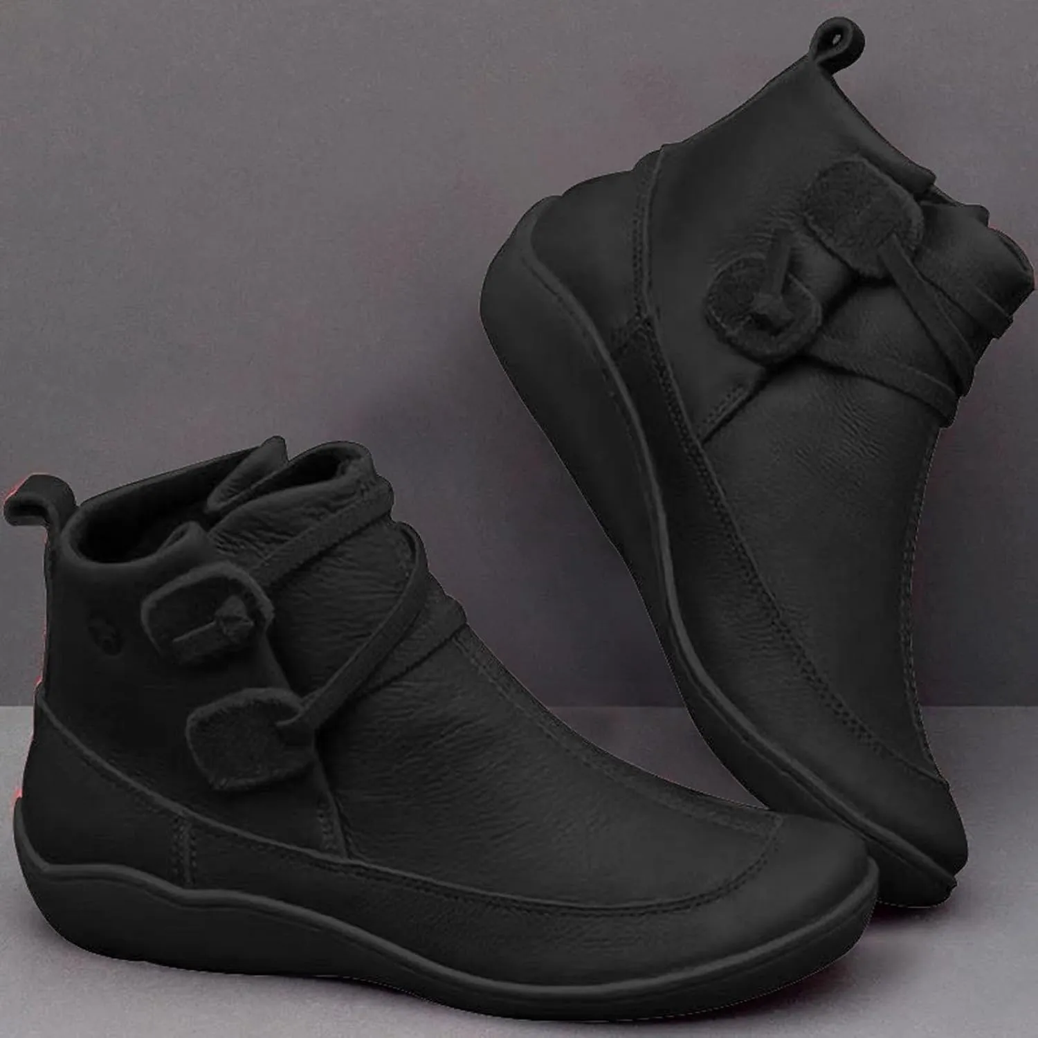 Boots for Women Ankle Womens Booties Black Womens Wide Boots Wide Width Steel Toe Shoes for Women Casual Round Head Pointed Toe Stacked Mid Heel