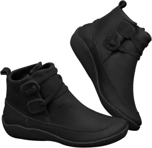 Boots for Women Ankle Womens Booties Black Womens Wide Boots Wide Width Steel Toe Shoes for Women Casual Round Head Pointed Toe Stacked Mid Heel