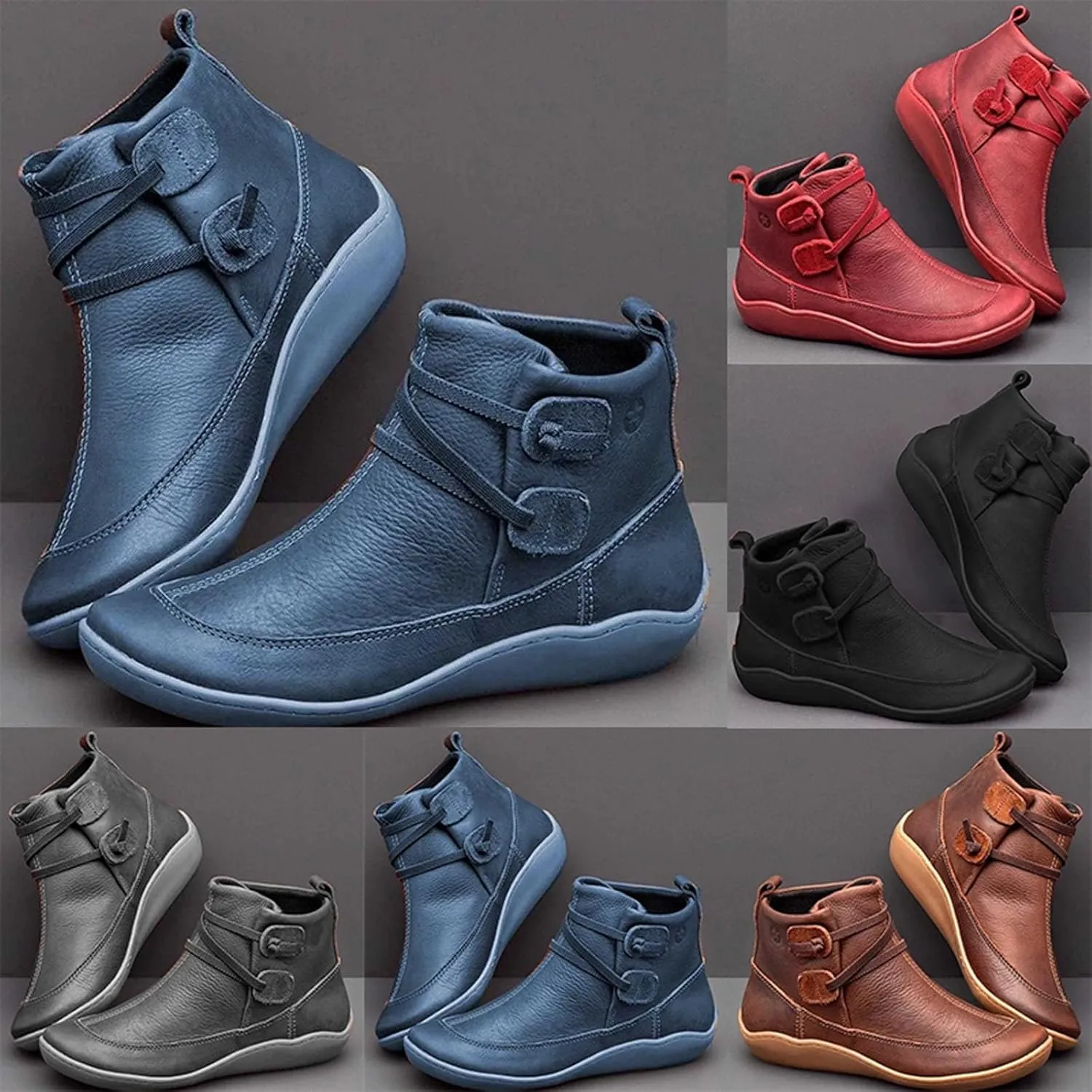Boots for Women Ankle Womens Booties Black Womens Wide Boots Wide Width Steel Toe Shoes for Women Casual Round Head Pointed Toe Stacked Mid Heel