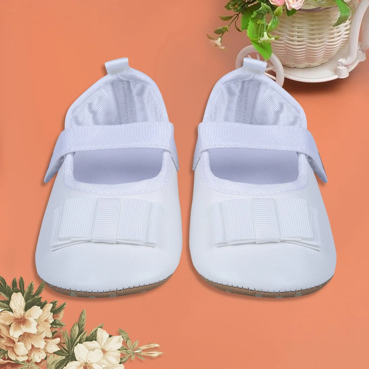 Bow Premium Girls Anti-Slip Ballerina Shoes - White