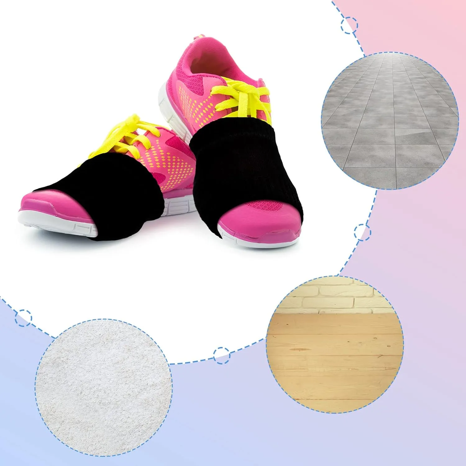 Boyiee 6 Pairs Line Shoe Sock over Sneakers Shoe Covers on Smooth Floors Sliders Ballet Dancers Turning Socks