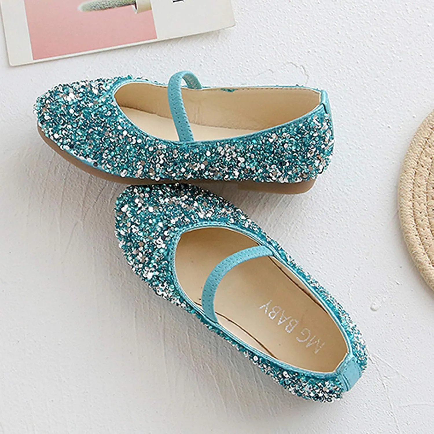 Bridesmaids hinestones Dress Shoes Glitter Slip On Mary Jane Ballet Flat for Princess Girls Wedding Pary