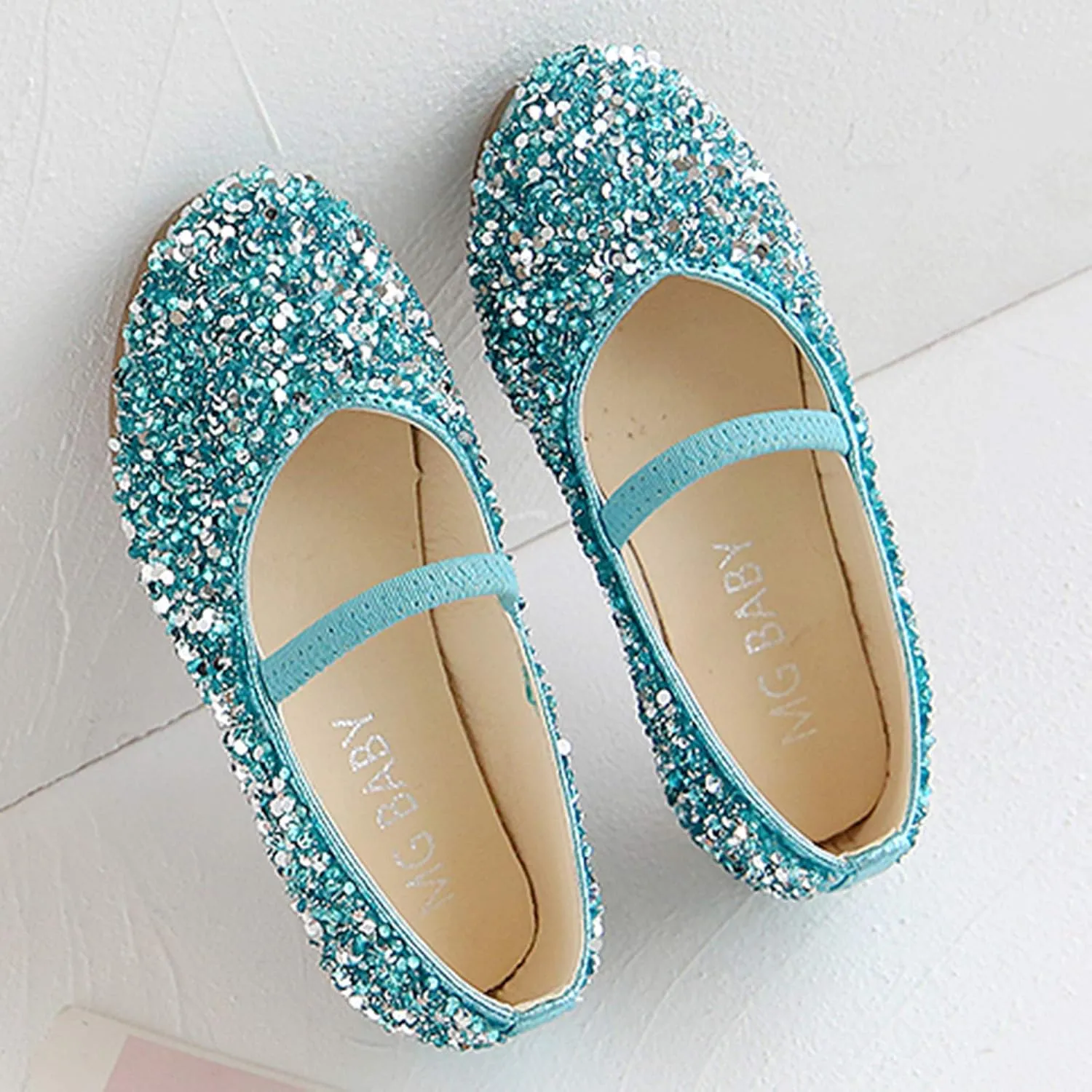 Bridesmaids hinestones Dress Shoes Glitter Slip On Mary Jane Ballet Flat for Princess Girls Wedding Pary