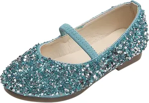 Bridesmaids hinestones Dress Shoes Glitter Slip On Mary Jane Ballet Flat for Princess Girls Wedding Pary