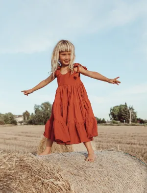 Carmencita Tassel Straps Tie Tiered Singlet Little Girl Dress