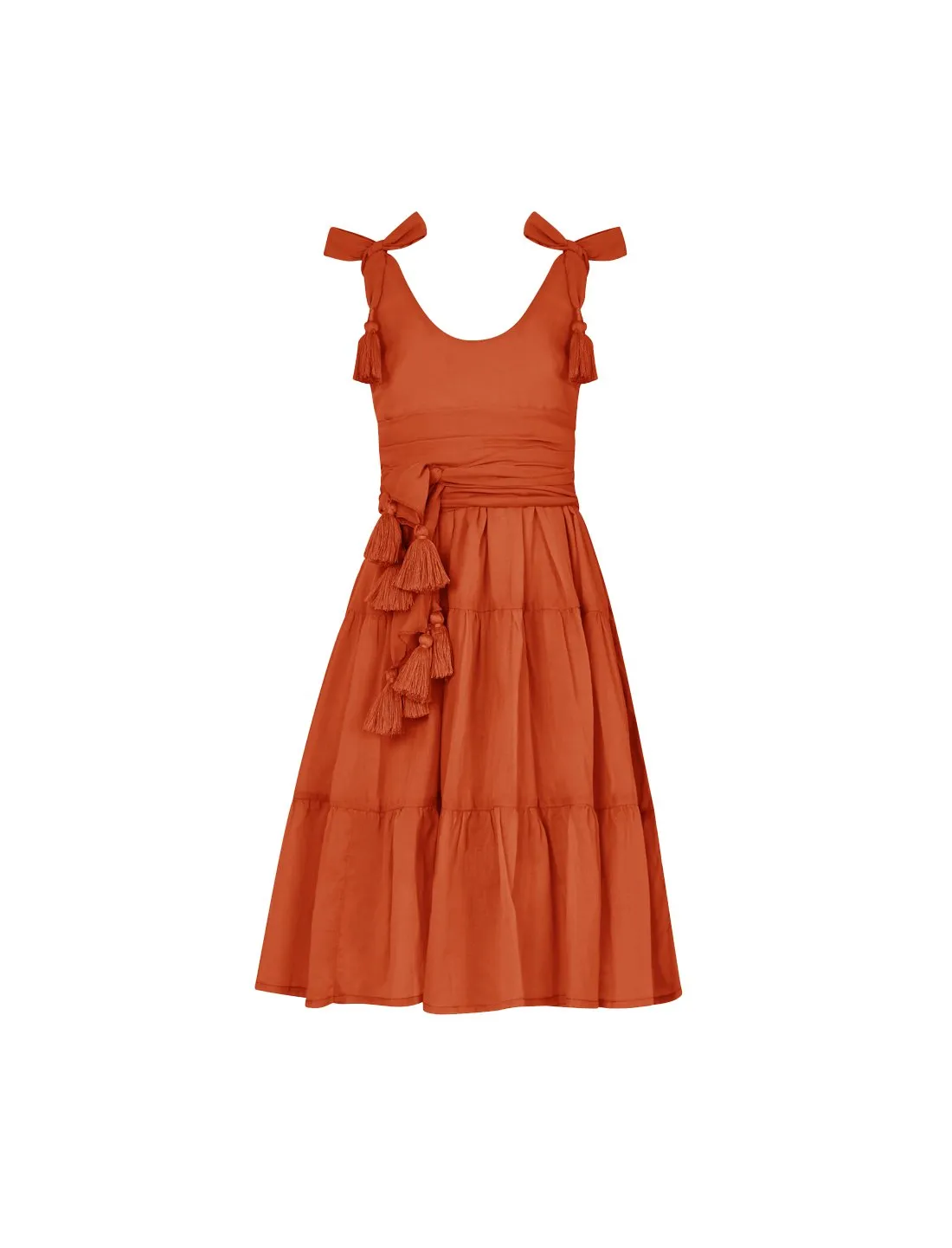 Carmencita Tassel Straps Tie Tiered Singlet Little Girl Dress