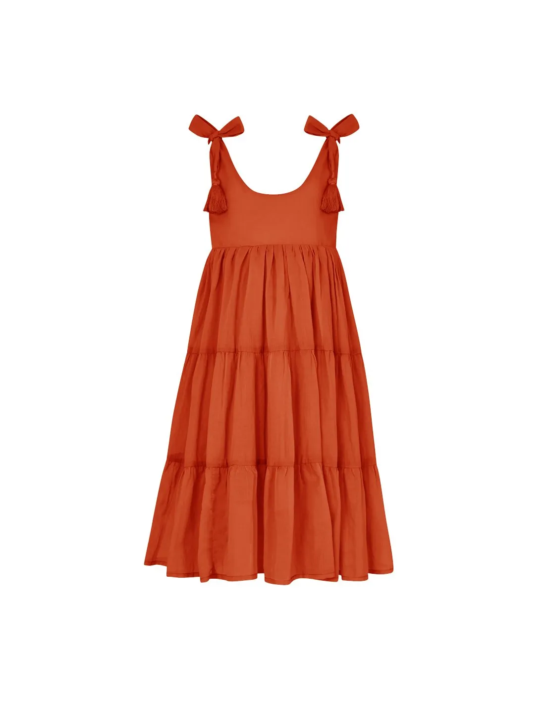 Carmencita Tassel Straps Tie Tiered Singlet Little Girl Dress