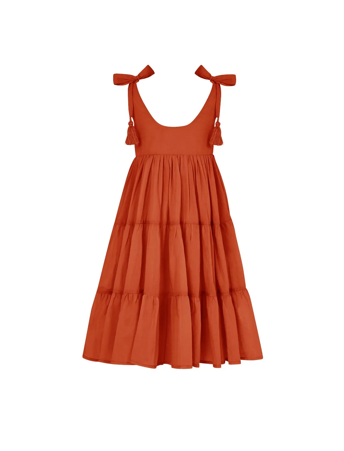 Carmencita Tassel Straps Tie Tiered Singlet Little Girl Dress
