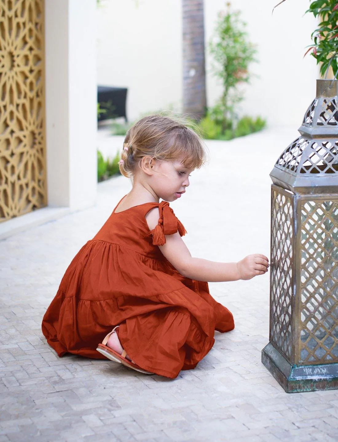 Carmencita Tassel Straps Tie Tiered Singlet Little Girl Dress
