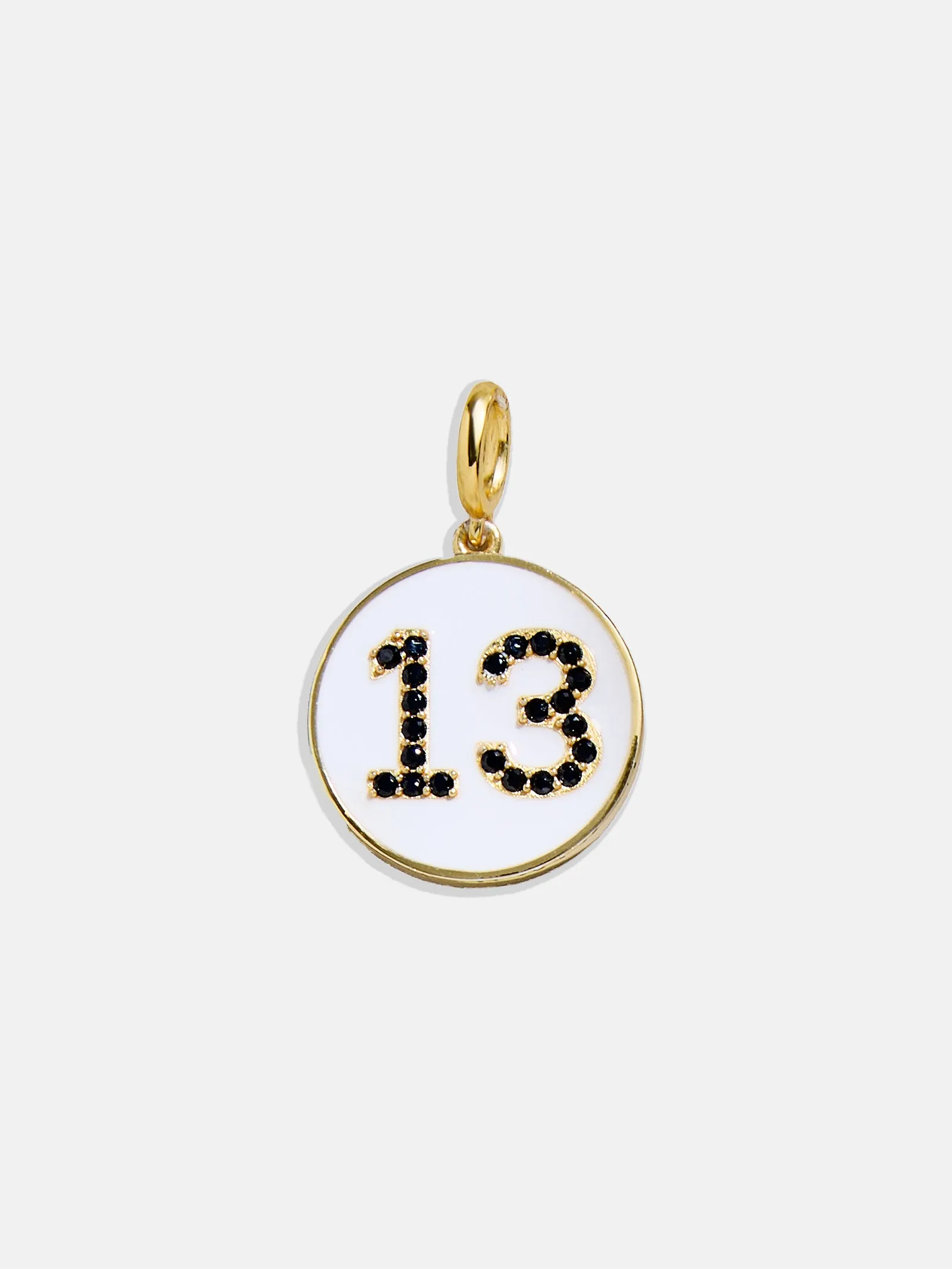 Custom Enamel Number Charm - Gold