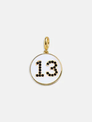 Custom Enamel Number Charm - Gold