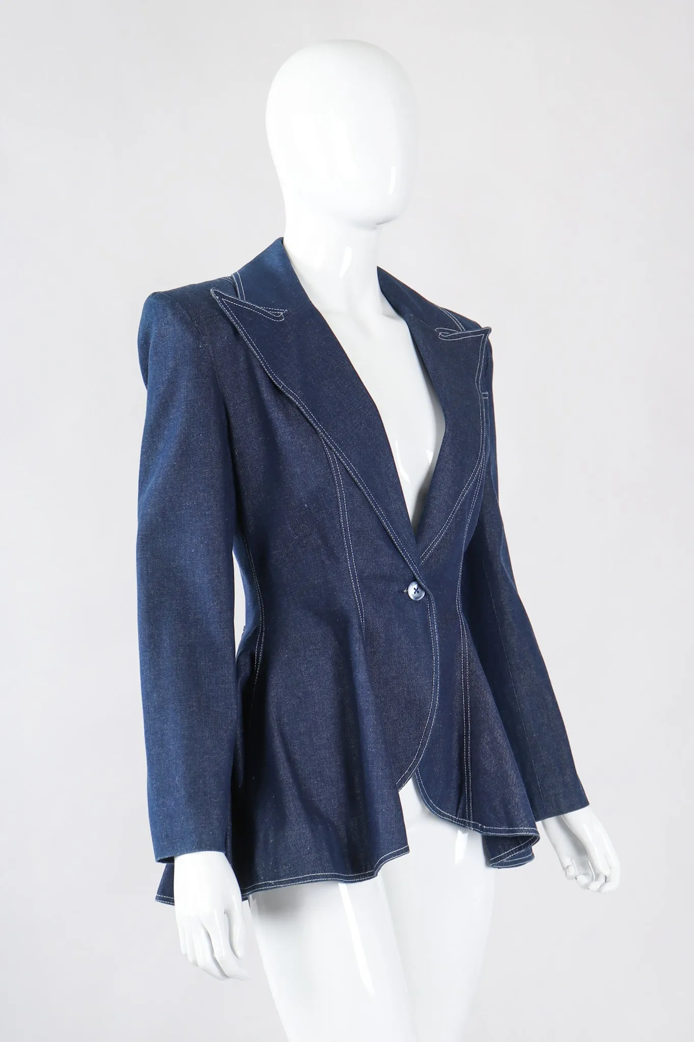 Denim Wide Lapel Flare Jacket