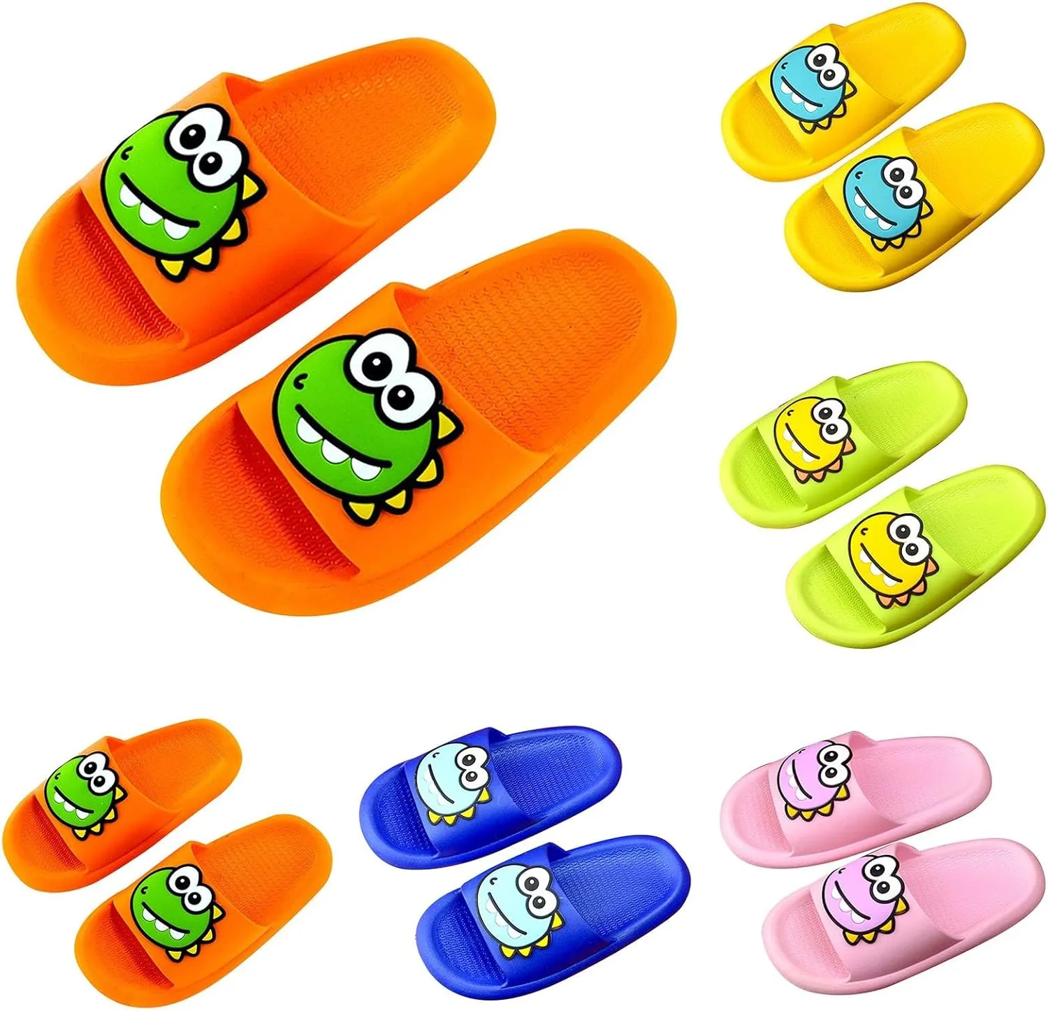 Dinosaur Shower Sandals for Kids, Girls Boys Unisex Cute Beach Slippers, Cloud Slides Flat Bathroom Shower Sandals