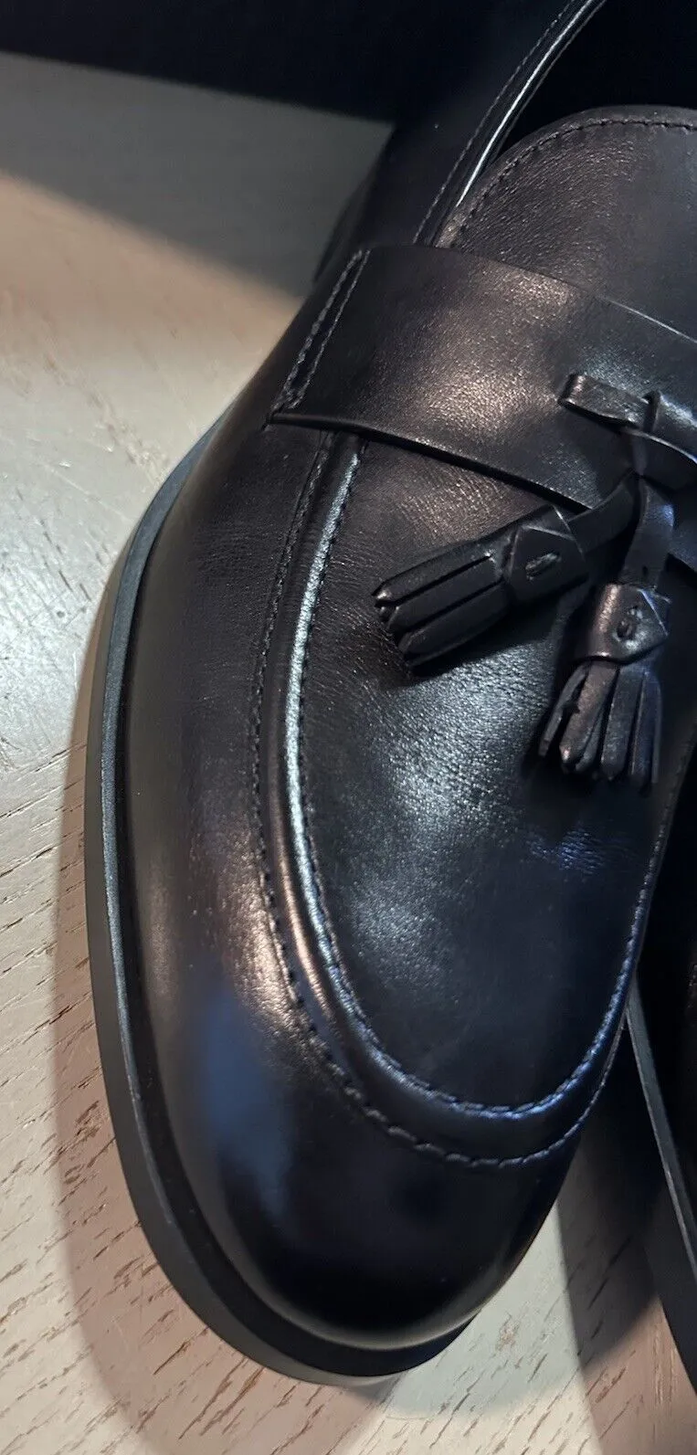 Ermenegildo Zegna Leather Loafers Shoes Black 9.5 US/42.5 Eu  New $895 Italy