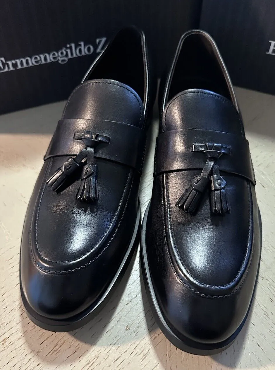 Ermenegildo Zegna Leather Loafers Shoes Black 9.5 US/42.5 Eu  New $895 Italy