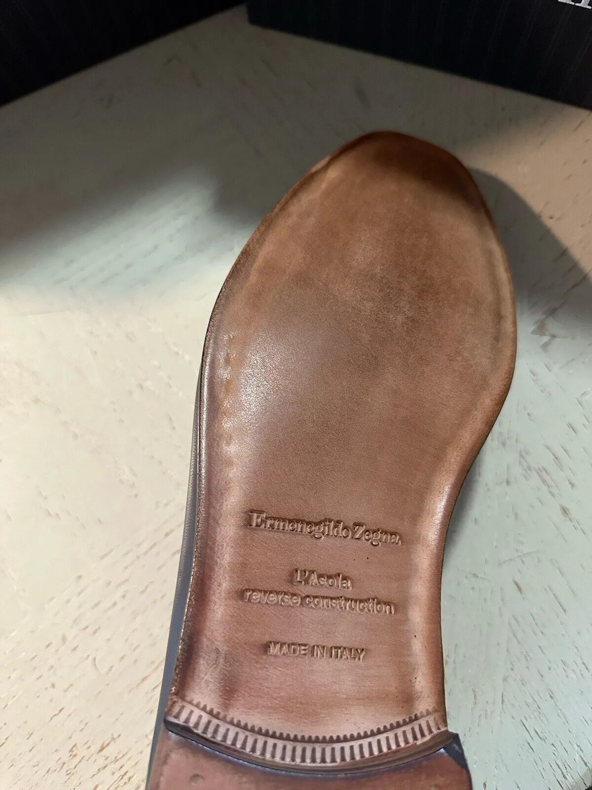 Ermenegildo Zegna Leather Reverse Construction Loafers DK Blue 10.5 US New $950