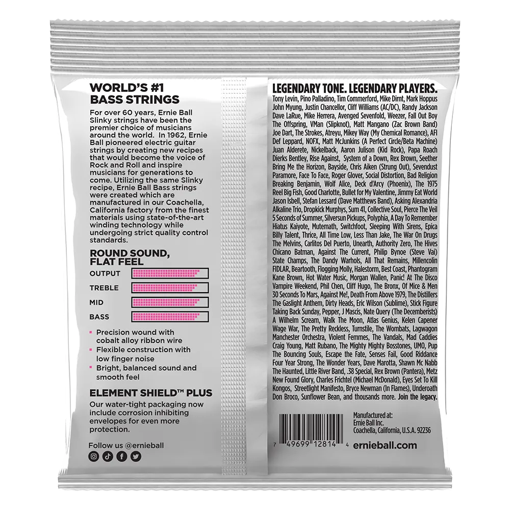 Ernie Ball Super Slinky Flatwound Electric Bass Strings - 45-100 Gauge