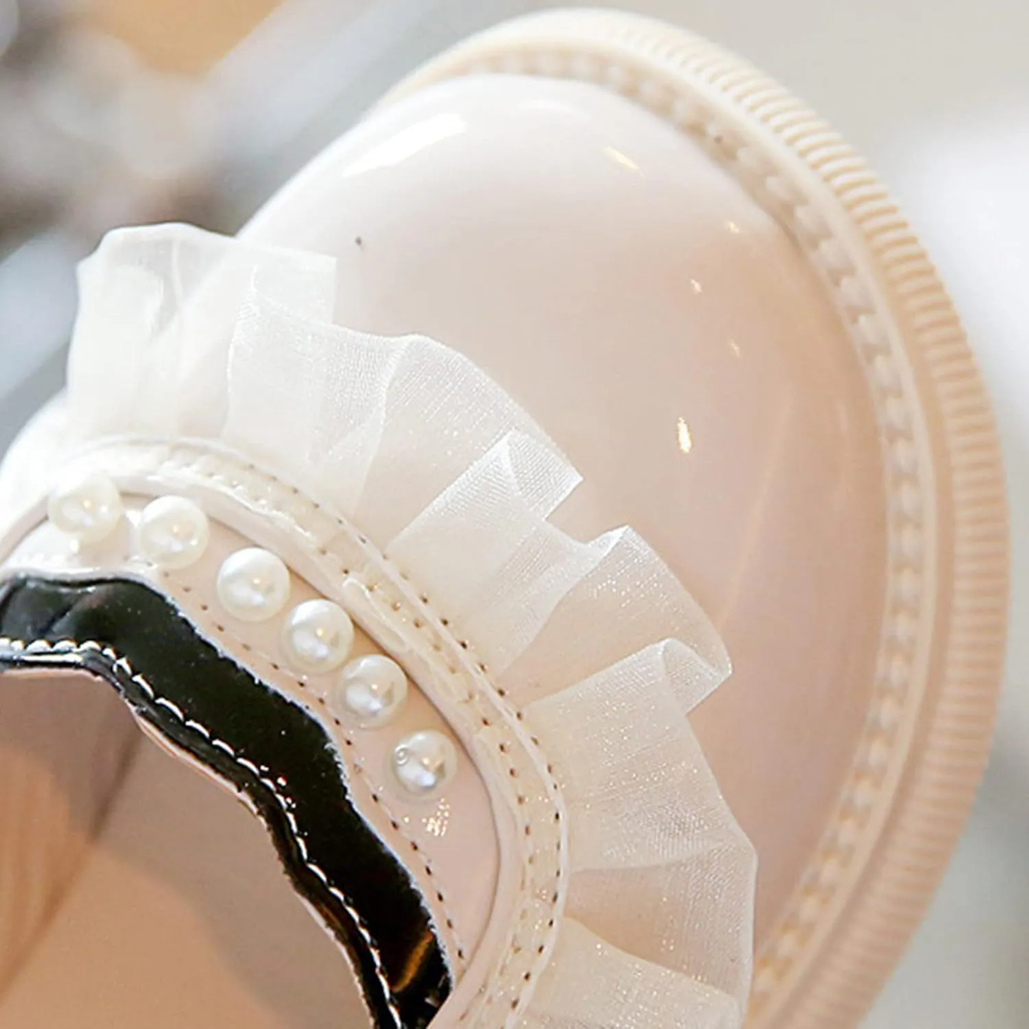 Fashion Spring Summer Children Casual Shoes Girls Leather Shoes Dress Shoes Comfortable Pearl Lace Hiking Boots Kids (White, 3-3.5 Years Toddler)