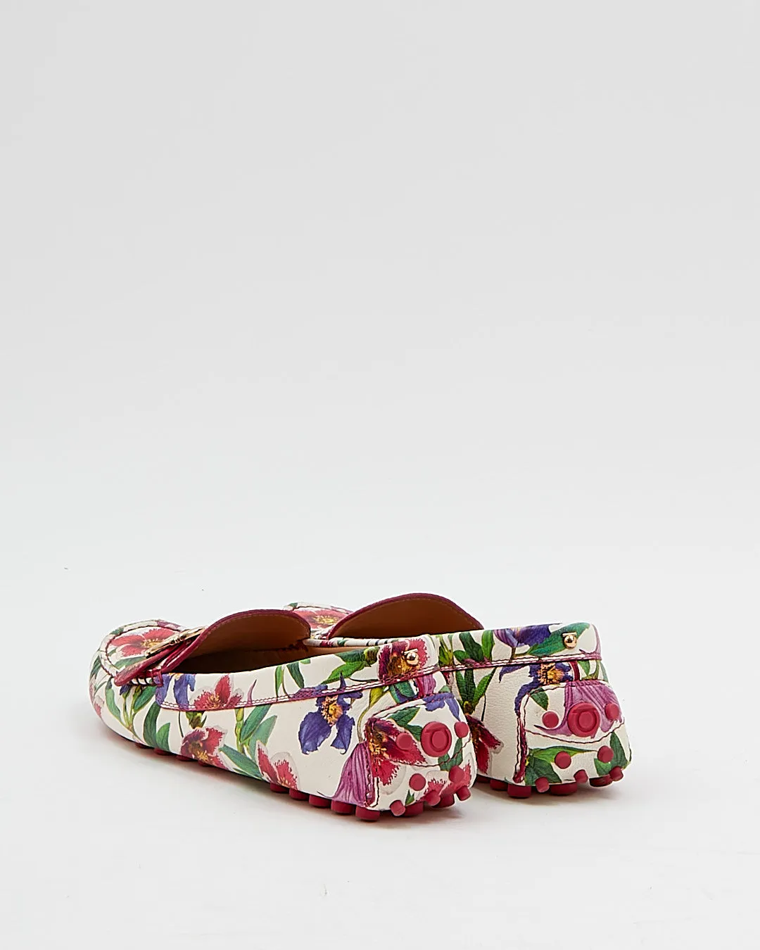 Ferragamo Floral Print Leather Loafers - 7.5
