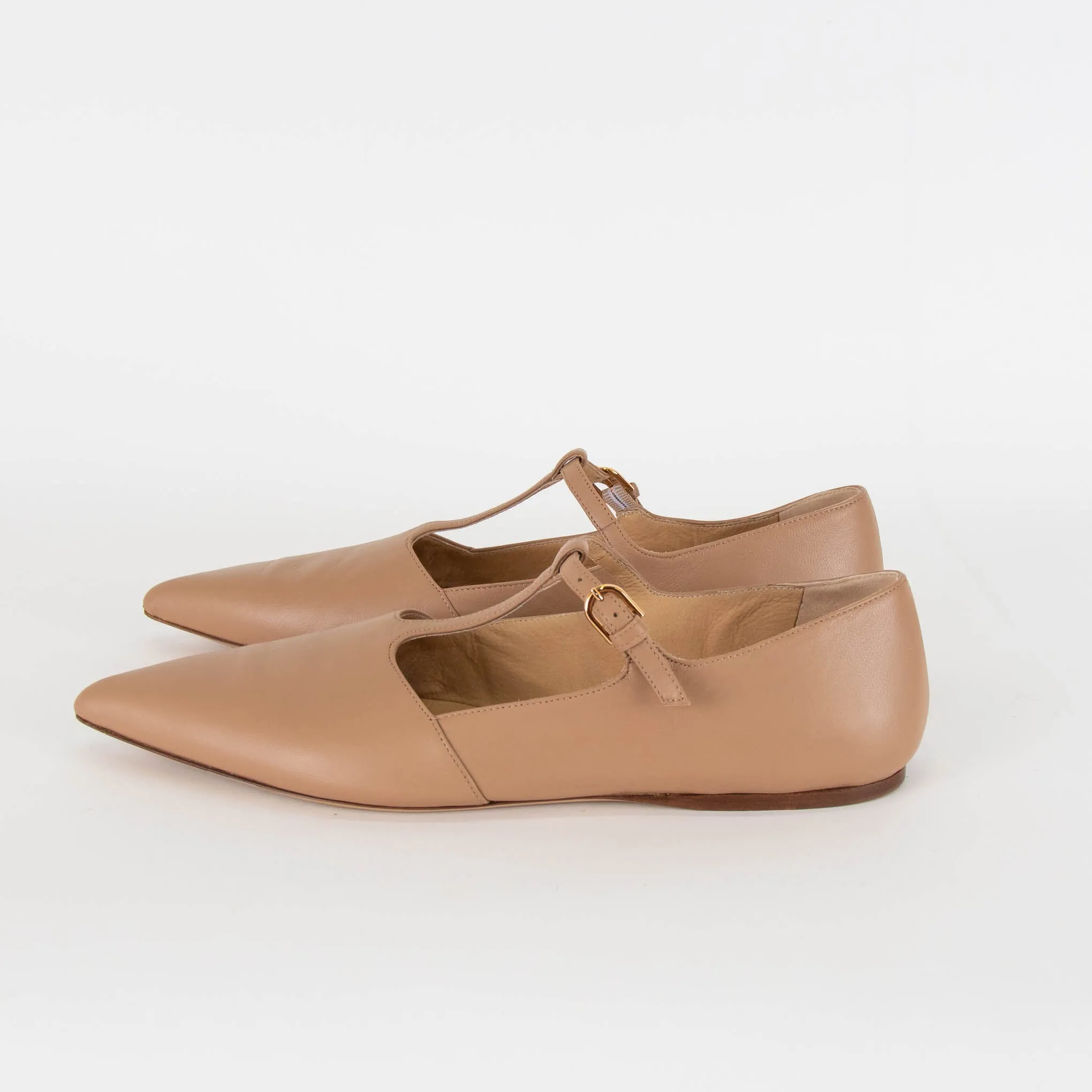 Gabriela Hearst Lola Ballerina Flat Nude Shoes