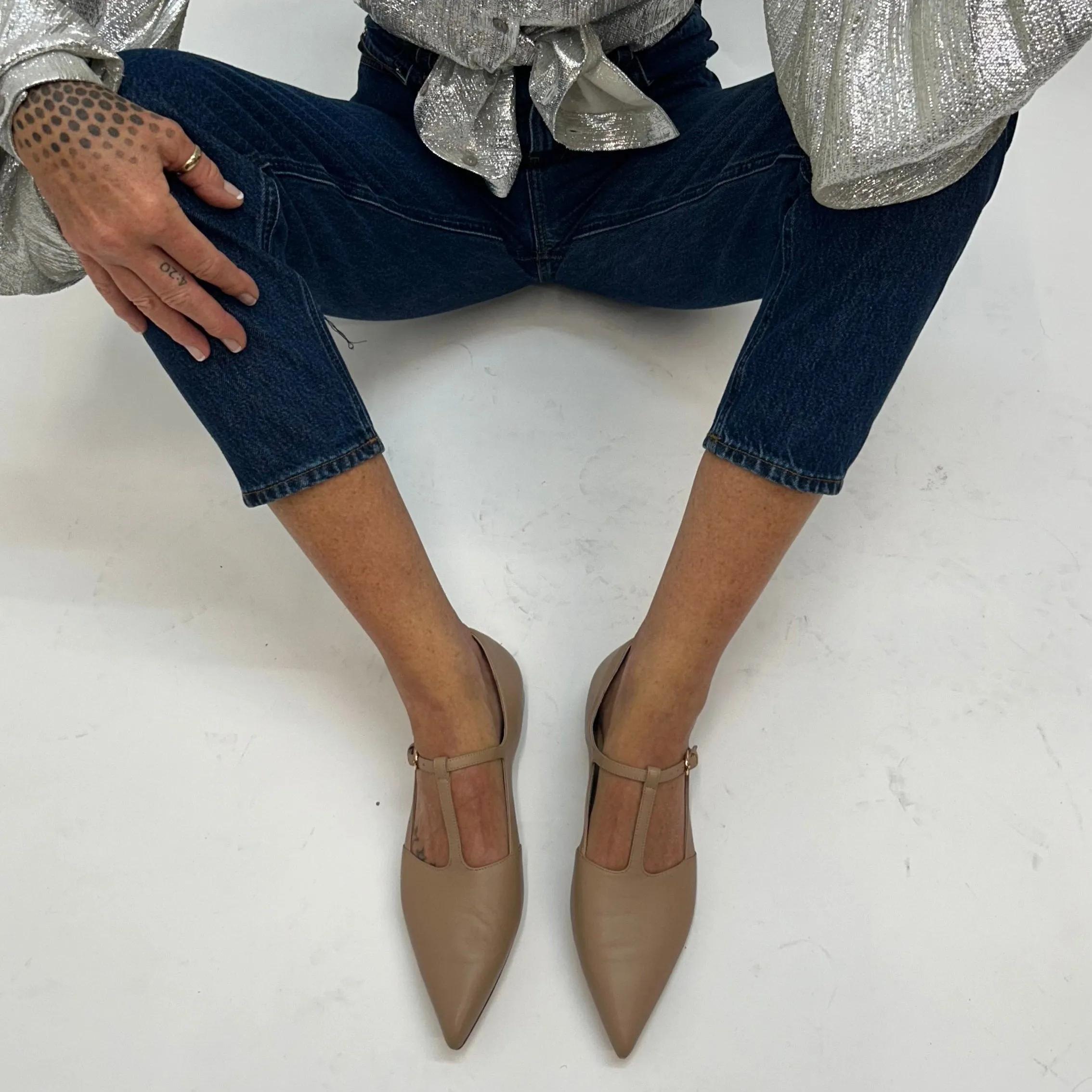 Gabriela Hearst Lola Ballerina Flat Nude Shoes