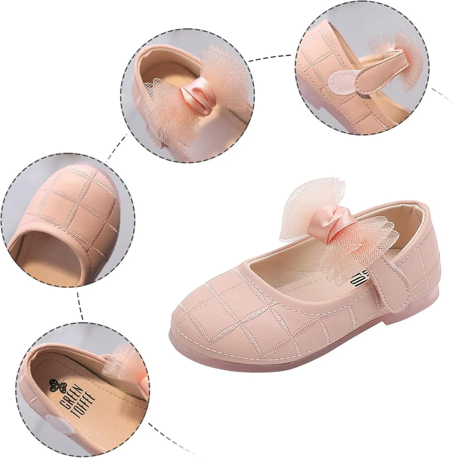 Girl's Bow Mary Jane Dress Shoes Flower Girl Shoes Ballet Flats for Party Wedding School Baby Shoes
