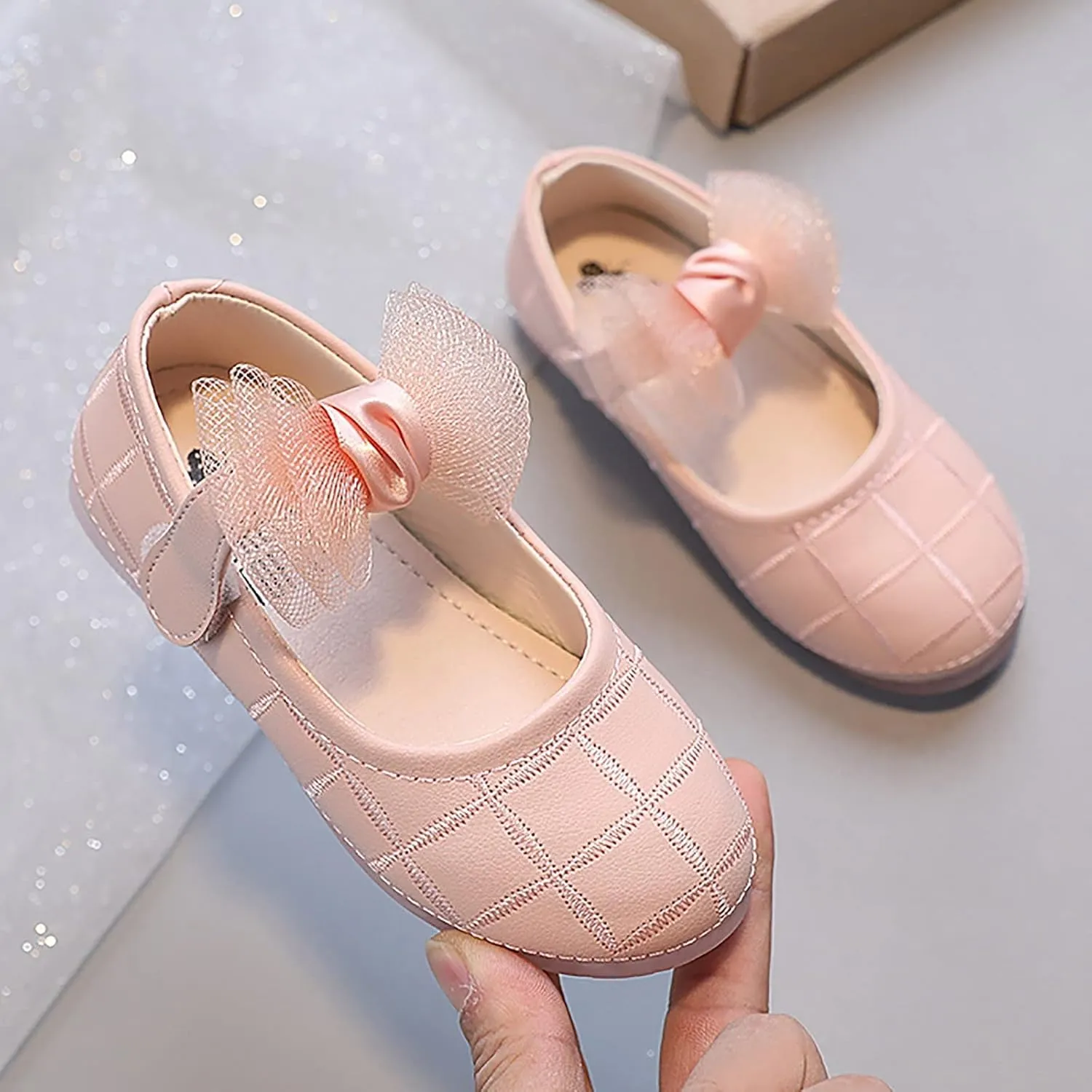 Girl's Bow Mary Jane Dress Shoes Flower Girl Shoes Ballet Flats for Party Wedding School Baby Shoes