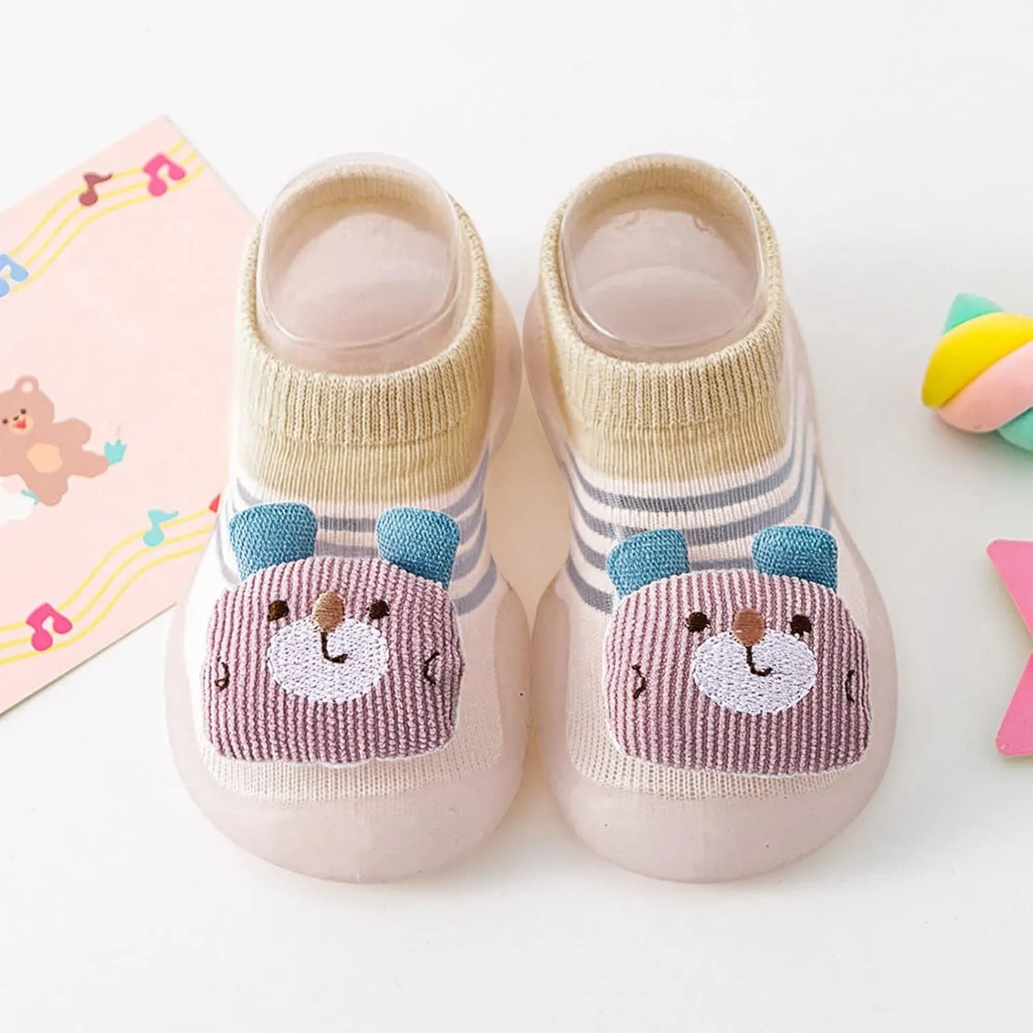 Girls Canvas Slip Summer and Autumn Comfortable Infant Toddler Shoes Cute Bear Pattern Children Boys Casual Boots Size 4