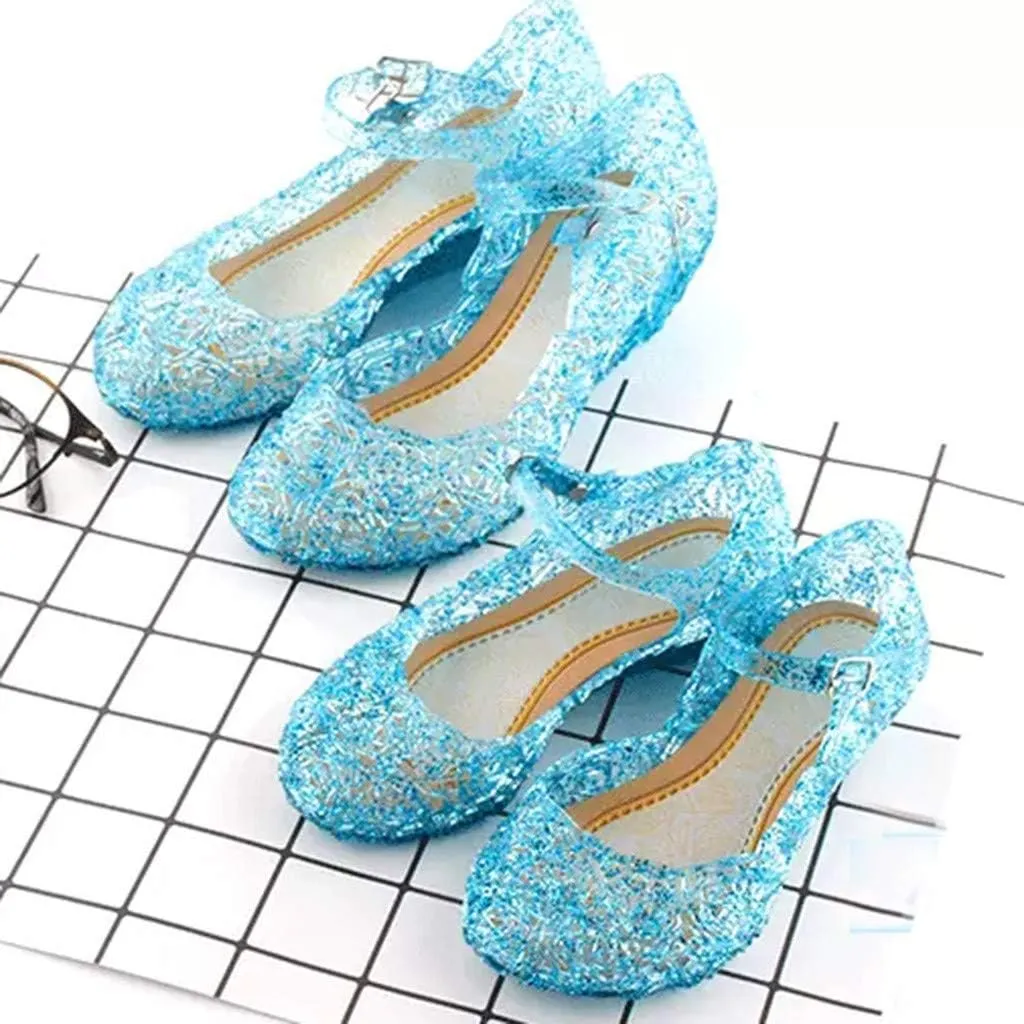 Girls Chunky Heels Jelly Sandals Dress Up Birthday Party Evening Dance Single Shoes Kids Toddler Strap Mary Jane
