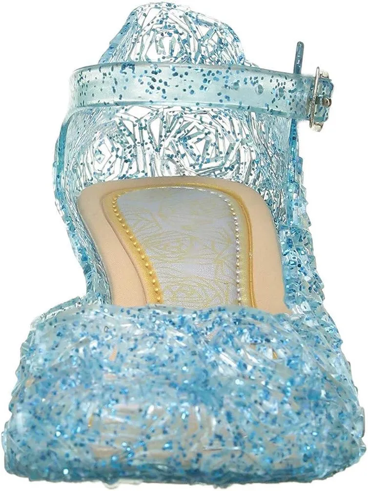 Girls Chunky Heels Jelly Sandals Dress Up Birthday Party Evening Dance Single Shoes Kids Toddler Strap Mary Jane